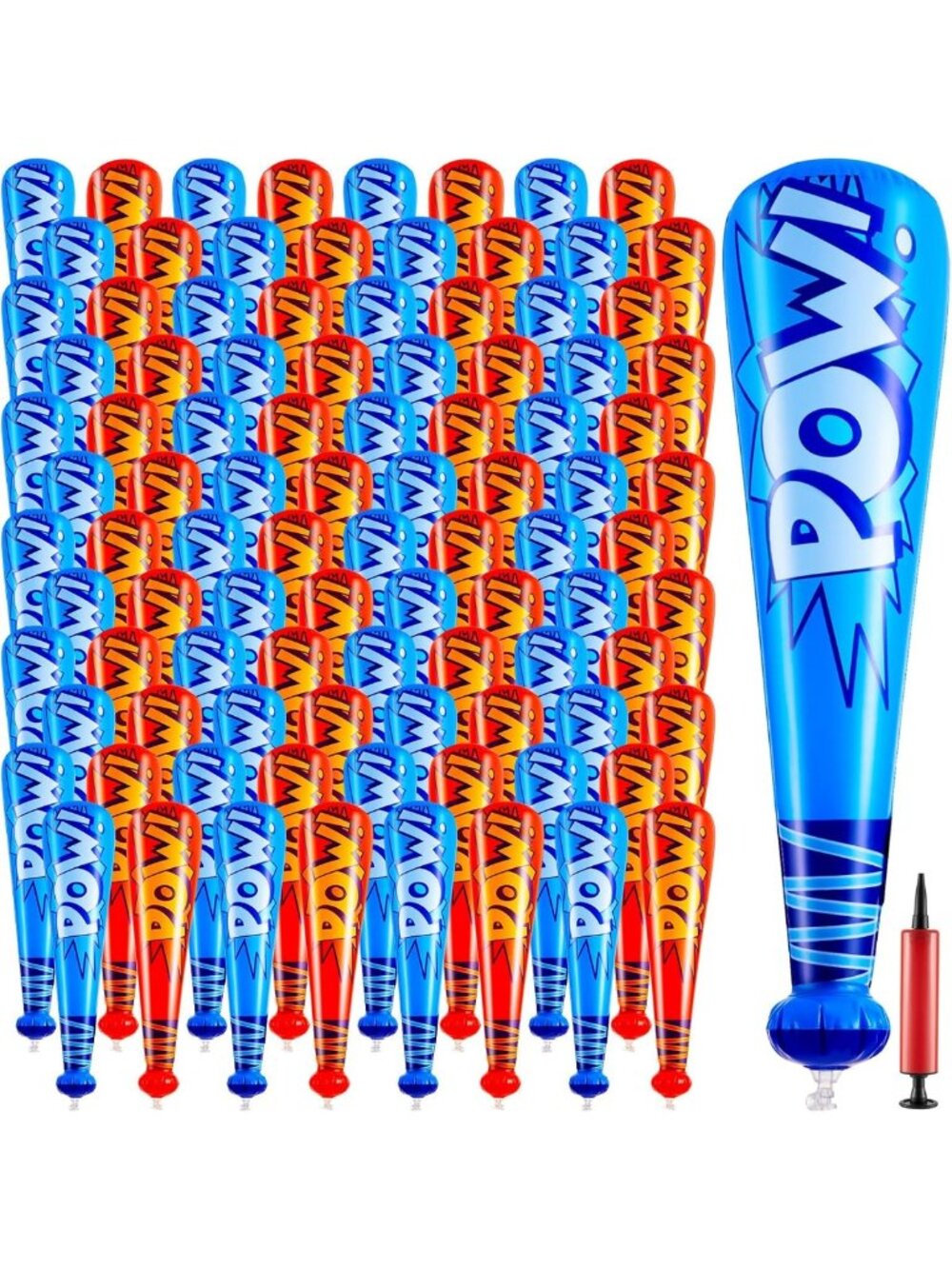 150 Pcs Inflatable Bats Set 17" with Pump - Fun Party Supplies, Dark Blue & Red